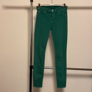 Hudson Women's Nico Super Skinny Mid Rise Green Jeans Made in USA Size 26
